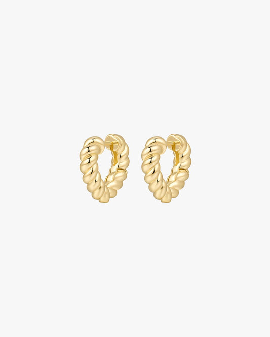 Twisted Gold-Plated Heart-Shaped Hoop Earrings