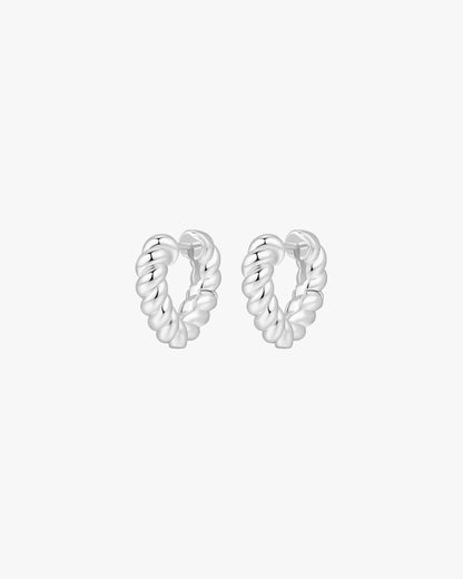 Twisted Heart-Shaped Hoop Earrings – Silver Finish