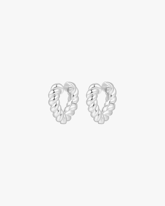 Twisted Heart-Shaped Hoop Earrings – Silver Finish