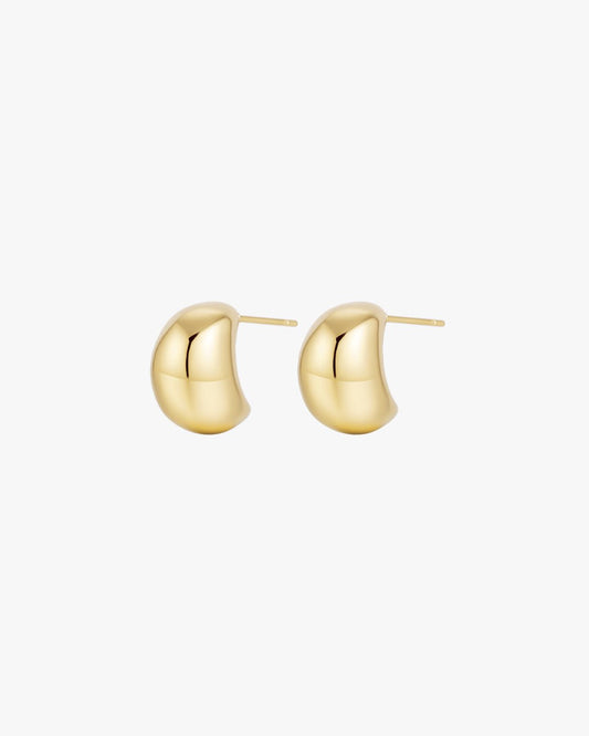 Stud Earrings – Polished Gold Dome Design