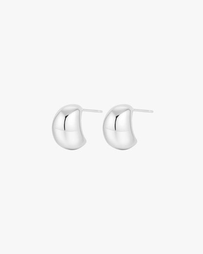 Stud Earrings – Polished Silver Dome Design