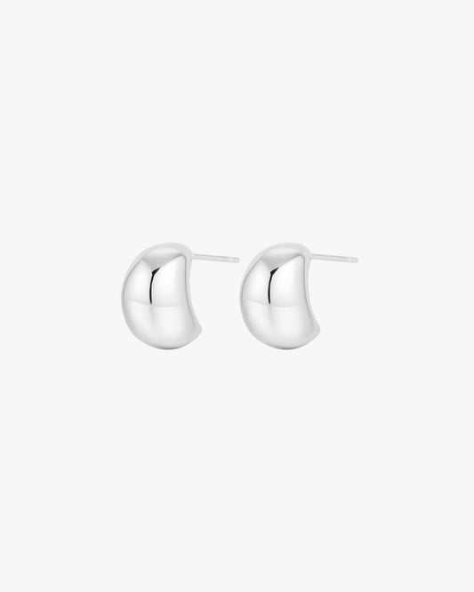 Stud Earrings – Polished Silver Dome Design