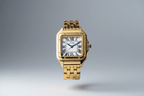 Gold Stainless Steel Rectangle-Face Quartz Watch — 27 mm