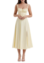 Floral Square Neck Bustier Sundress - Sleeveless Y2k Midi Dress with Slit and Corset Back