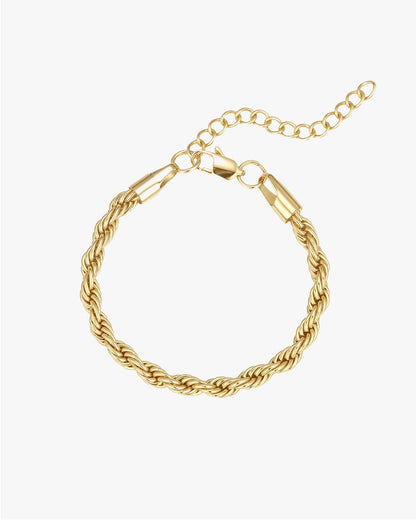 Gold Rope Chain Bracelet – 4mm Twist Design