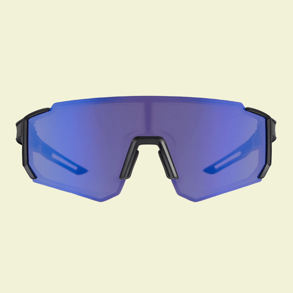 Sporty Sunglasses with Black Frame & Orange Mirrored Lens