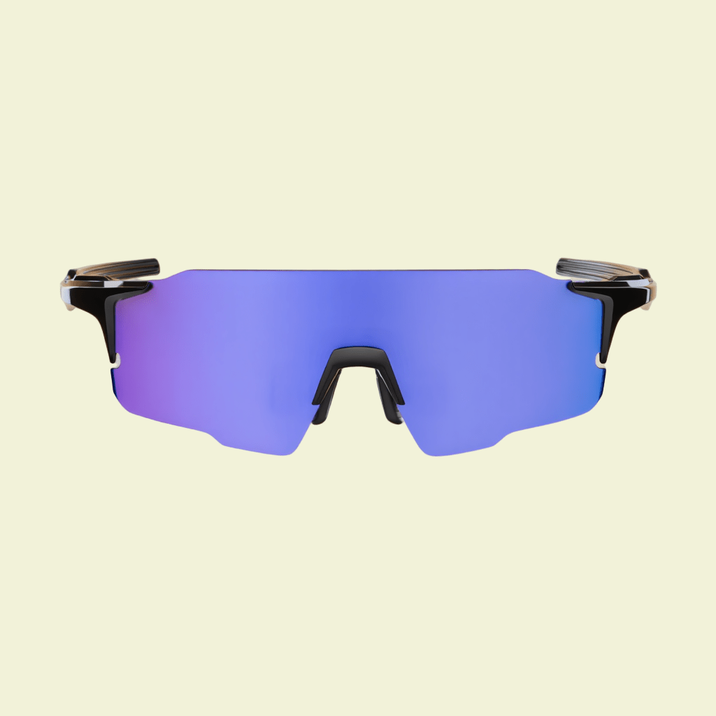 Performance Shield Sunglasses with Black Frame & Silver Mirrored Lens