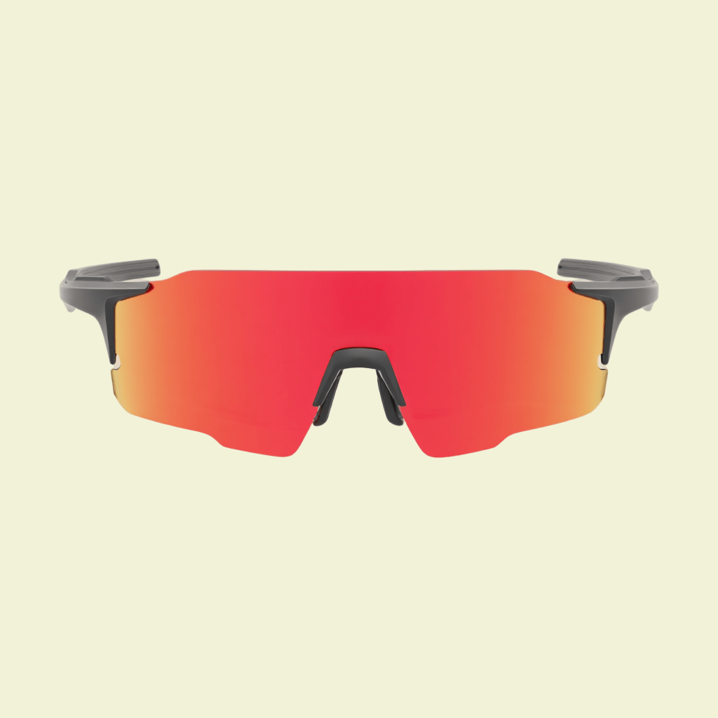 Performance Shield Sunglasses with Black Frame & Silver Mirrored Lens