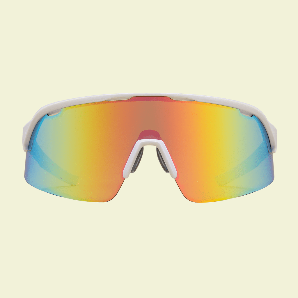 Oversized Shield Sunglasses with Blue Mirrored Lens & Minimal Frame