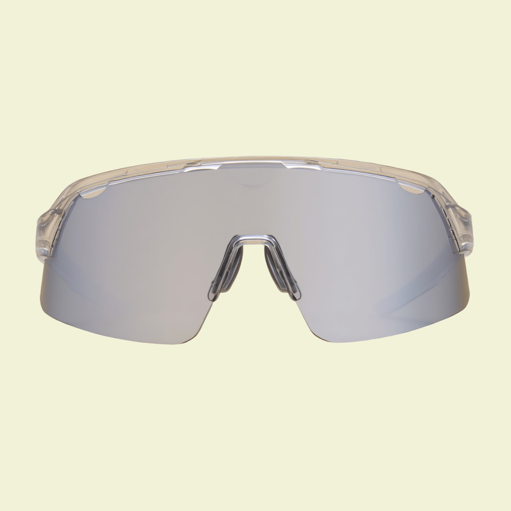 Oversized Shield Sunglasses with Blue Mirrored Lens & Minimal Frame