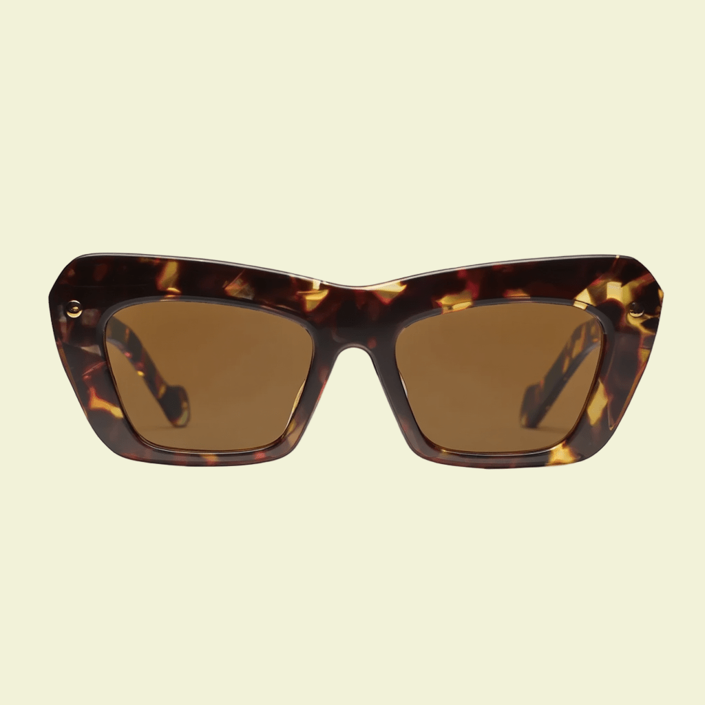 Women’s Sculpted Cat-Eye Sunglasses with Tortoiseshell Frame & Dark Lenses
