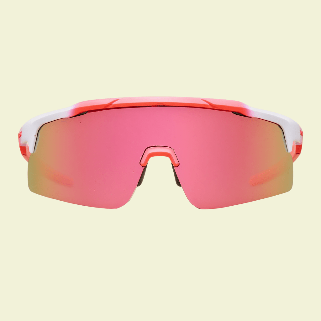 Performance Shield Sunglasses with Minimalist Frame & Pink Mirrored Lens