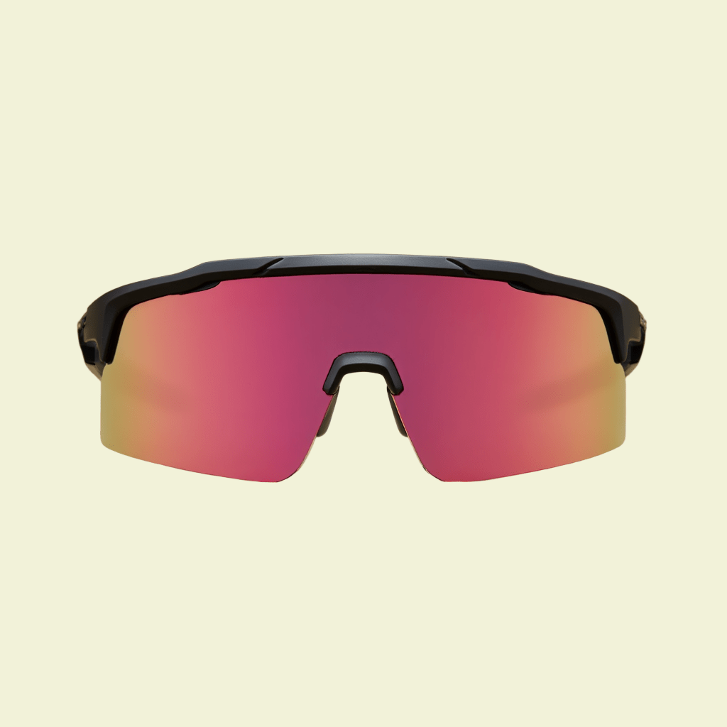 Performance Shield Sunglasses with Minimalist Frame & Pink Mirrored Lens