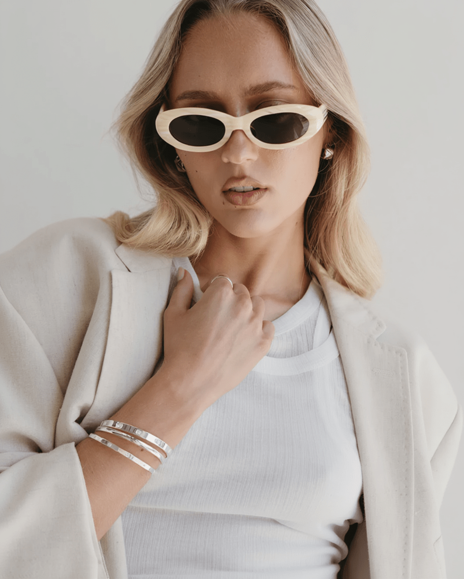 Women’s Retro-Inspired Sunglasses with Marbled Cream or Dark Tortoise Frame