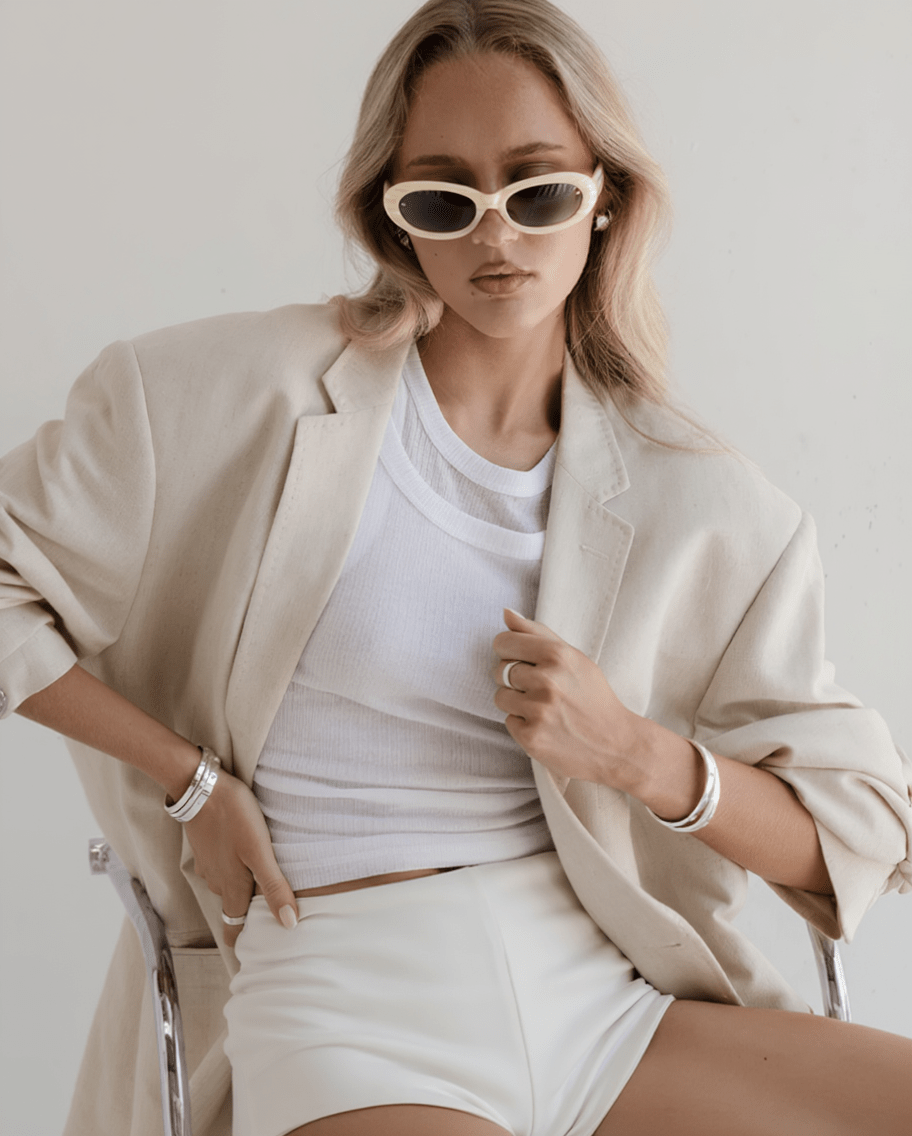 Women’s Retro-Inspired Sunglasses with Marbled Cream or Dark Tortoise Frame