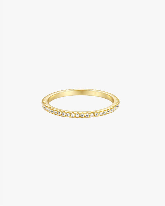 Gold-Tone Thin Band Ring with Clear Stones